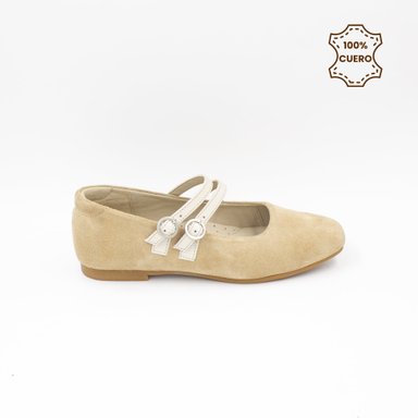 BALLERINAS MUJER BRUNA GAMUZA BEIGE - 1