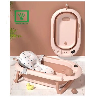 BAÑERA TINA DE BAÑO PLEGABLE BALLENITA CON TERMÓMETRO ROSA - 4