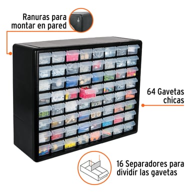 ORGANIZADOR TRUPER NEGRO 64 GAVETAS 20 PULGADAS - 2