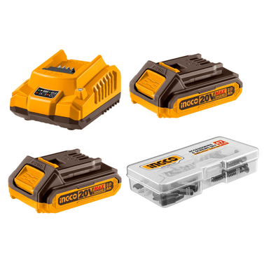 TALADRO ATORNILLADOR BRUSHLESS CHUCK METÁLICO 2 BATERÍAS 2AH INGCO - 3