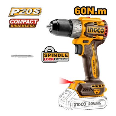 TALADRO INGCO ATORNILLADOR CDLI206021 CHUCK METALICO 1/2' 60NM BRUSHLESS - 4