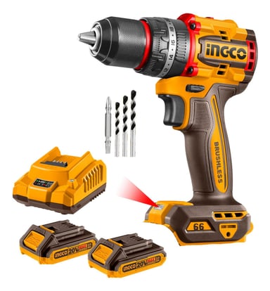 TALADRO INGCO CIDLI20668 PERCUTOR 66NM INDUSTRIAL + 2 BATERÍAS 2AH - 4