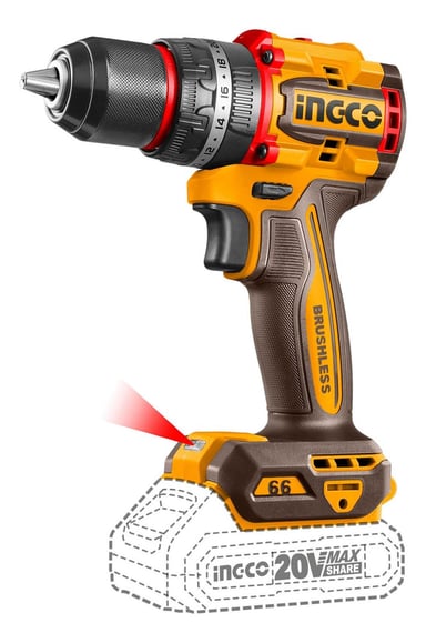 TALADRO INGCO CIDLI20668 PERCUTOR 66NM INDUSTRIAL + 2 BATERÍAS 2AH - 5