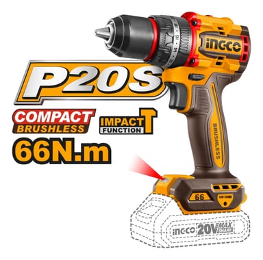 TALADRO INGCO CIDLI20668 PERCUTOR 66NM INDUSTRIAL + 2 BATERÍAS 2AH - 6