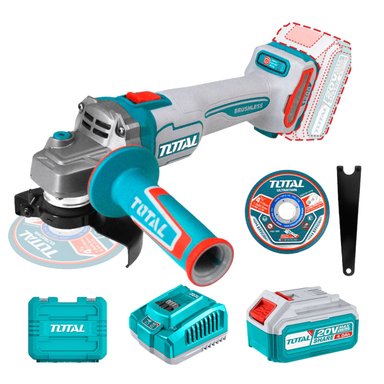 AMOLADORA INALÁMBRICA 20v + BATERÍA 4AH Y CARGADOR TOTAL - 1