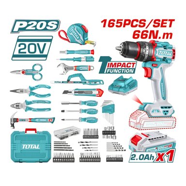 TALADRO PERCUTOR 66NM 20V + 165 HERRAMIENTAS TOTAL - 2