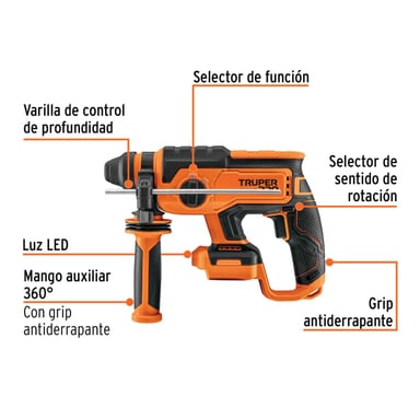 COMBO ROTOMARTILLO + TALADRO PERCUTOR + 1BAT 4AH TRUPER - 4