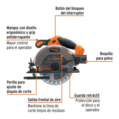 SIERRA CIRCULAR 6 1/2 20V (SOLO CABEZAL) TRUPER - 4
