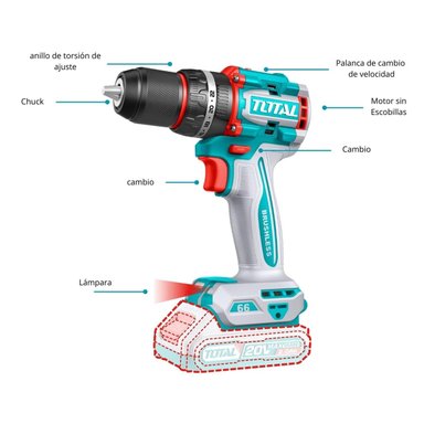 TALADRO PERCUTOR 66NM + LLAVE DE IMPACTO 405NM Y DADOS TOTAL - 7