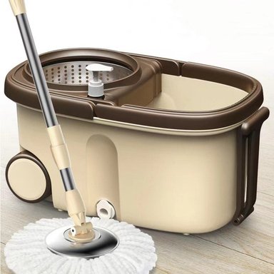 SET LIMPIEZA WO WEI TRAPEADOR MOPA GIRATORIA + BALDE ESCURRIDOR RUEDAS + REPUESTO - 2