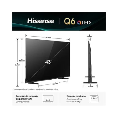 TELEVISOR HISENSE SMART TV 43 QLED 4K UHD 43Q6QV - 3