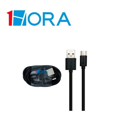 PACK DE DOS CABLES 1HORA CAB244 USB A A TIPO C 2.1A NEGRO - 1