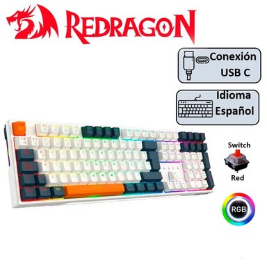 TECLADO REDRAGON K668WBO-RGB TRUNDLE BLANCO S/ROJO - 1
