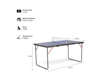 MESA ULTIMATE FITNESS MINI ACERO 76X137CM PING PONG A1 - 2