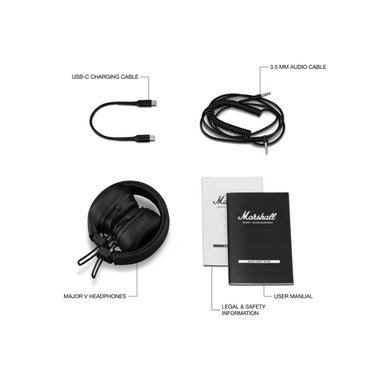 AUDÍFONOS BLUETOOTH MARSHALL MAJOR V ON-EAR WIRELESS 100HRS NEGRO - 8