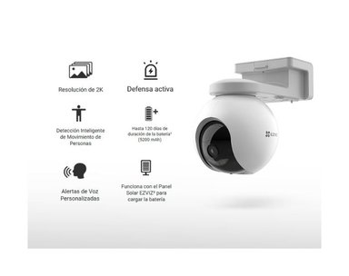 CÁMARA SEGURIDAD EZVIZ WIFI CB8 2K 3MP CON BATERIA EXTERIOR + PANEL SOLAR - 2