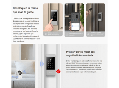 CERRADURA INTELIGENTE EZVIZ DL04 PRO DESBLOQUEO REMOTO Y HUELLA BATERIA - 3