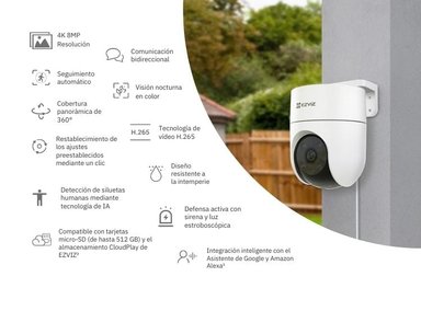 CÁMARA DE SEGURIDAD WIFI H8C 4K 8MP PARA EXTERIORES EZVIZ - 2