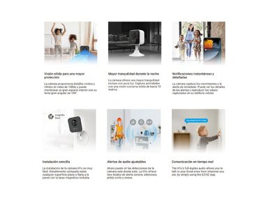 KIT DE 2 CÁMARA DE SEGURIDAD WIFI H1C FULL HD + MICRO SD 64GB PARA INTERIORES EZVIZ - 3