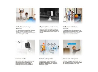 KIT DE 2 CÁMARA DE SEGURIDAD WIFI H1C FULL HD PARA INTERIORES EZVIZ - 3