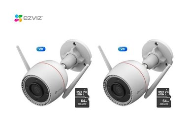 KIT DE 2 CÁMARA DE SEGURIDAD WIFI H3C 2K 3MP + MICRO SD 64GB PARA EXTERIORES EZVIZ - 1