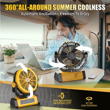 VENTILADOR COMPRA FACIL CAMPING 3 EN 1 FRIZCOL-RECARGABLE-POR BATERÍA 20000 MAH 9" (60 HORAS) USB LUZ CONTROL REMOTO - 3