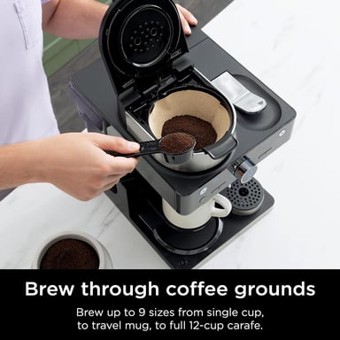 CAFETERA COMPRA FACIL NINJA CFN601 ESPRESSO Y COFFEE BARISTA SYSTEM JARRA 12 TAZAS ESPUMADOR INTEGRADO NEGRO Y ACERO INOXIDABLE - 2