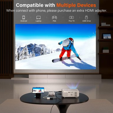 MINI PROYECTOR COMPRA FACIL 1080P FULL HD CINE EN CASA PORTÁTIL AL AIRE LIBRE ZOOM DEL COMPATIBLE CON HDMI USB AV - 5