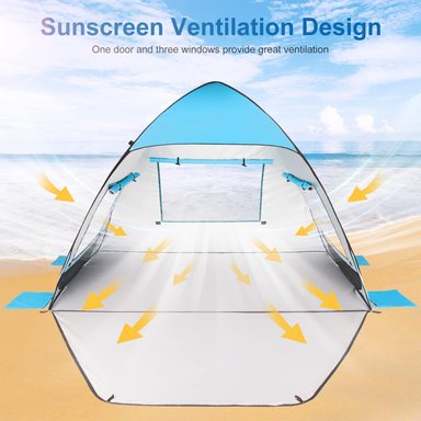 CARPA 3-4 PERSONAS TOBTOS TIENDA CAMPAÑA PLAYA EMERGENTE UPF 50+ REFUGIO SOLAR PROTECCIÓN UV CABAÑA DOSEL BEBÉ - 3