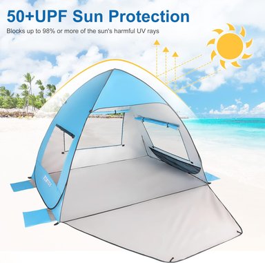 CARPA 3-4 PERSONAS TOBTOS TIENDA CAMPAÑA PLAYA EMERGENTE UPF 50+ REFUGIO SOLAR PROTECCIÓN UV CABAÑA DOSEL BEBÉ - 5