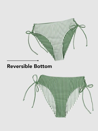 CONJUNTO BIKINI MUJER COMPRA FACIL CUPSHE 2 PIEZAS TIRANTES TRENZADOS EN ESPALDA PARTE INFERIOR REVERSIBLE - 3
