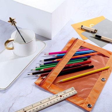 ESTUCHE TOPWOOZU NEGRO CON 3 ANILLAS CON CREMALLERA ESTUCHE PARA COSMÉTICOS COLOR PAQUETE DE 2 UNIDADES - 6