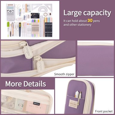 ESTUCHE EASTHILL MORADO DE CAPACIDAD BOLSA GRANDE PARA LÁPICES DE PAPELERÍA Y BOLÍGRAFOS PARA NIÑAS ADOLESCENTES - 6