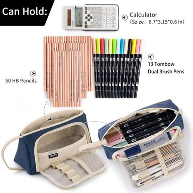 ESTUCHE EASTHILL AZUL DE GRAN CAPACIDAD ESCOLAR OFICINA Y COLEGIAL PARA NIÑOS Y ADULTOS - 3
