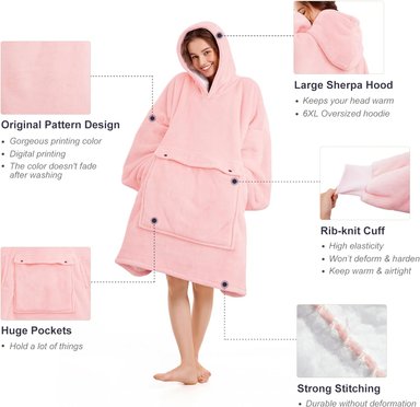 BATA POLAR SHERPA CON CAPUCHA DE GRAN TAMAÑO - 3
