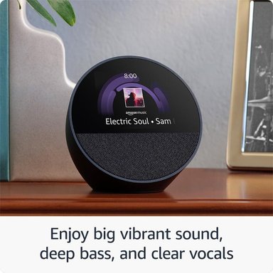 ASISTENTE VOZ AMAZON ECHO SPOT CON RELOJ 2024 NEGRO - 4
