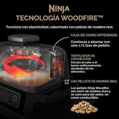 NINJA PARRILLA EXTERIOR WOODFIRE OG751 7 EN 1, XL | GRIS - 5