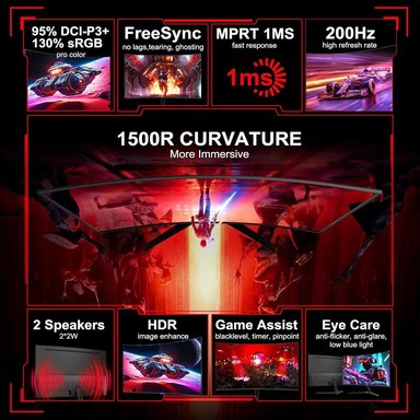 SANSUI 27' FHD 200 HZ CURVO 1 MS FREESYNC HDR PARLANTES VESA - 2