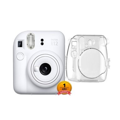 CÁMARA FUJIFILM MINI 12 INSTAX BLANCO ARCILLA+ESTUCHE TRANSPARENTE - 1