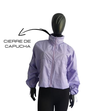 CASACA RUNNING MUJER NISA LILA CORTAVIENTO CROP - 2