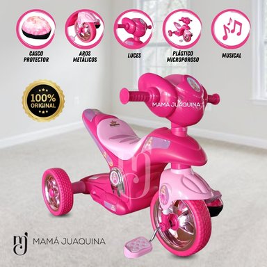 TRIMOTO A PEDAL BABY SERVANN ROSA NIÑOS MUSICAL - 1