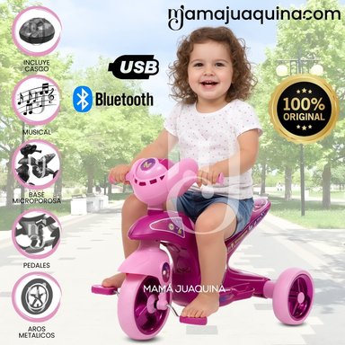 TRIMOTO A PEDAL PARA NIÑOS «SERVANN II» CON BLUETOOTH PINK - 1
