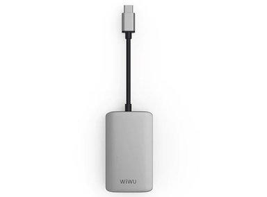 ADAPTADOR WIWU A513HVP USB-C HUB CON 4K HDMI PUERTOS USB 3.0 CARGA PD AUDIO DE 35 MM Y VGA - GRIS - 1