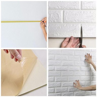 PACK X6 PAPEL TAPIZ ESPUMA 3D PEGATINA AUTOADHESIVA DE PARED 77X70CM - 4
