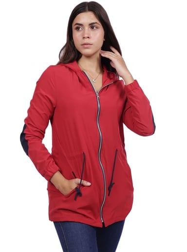 CASACA MUJER AZAYU ROJO CON FORRO Y CAPUCHA - 3