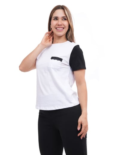 CAMISETA MANGA CORTA MUJER ONATIL BLANCO DETALLE BOLSILLO POL7841BL8YU - 2