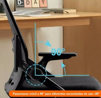 SILLA ERGONÓMICA ESCRITORIO OFICINA GIRATORIOA SOPORTE LUMBAR NEGRA - 2
