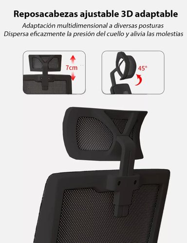 SILLA EJECUTIVA GIRATORIA REPOSA CUELLO AJUSTABLE SOPORTE LUMBAR OFICINA N/N - 4