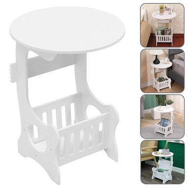 MESA AUXILIAR BLANCA MULTIFUNCIONAL ESTILO EUROPEO CON REVISTERO PARA SALA DORMITORIO ESTUDIO - 2