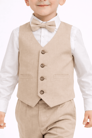 CONJUNTO PANTALÓN CHALECO CORBATA BEIGE - 2